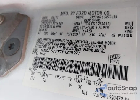 2015 Ford Transit Connect Xlt from USA, damaged, VIN NM0LS7F77F1218277